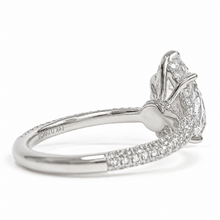 Pear Shape Three Row Pavé Ring with Hidden Halo – Lab Grown Diamond – 14K/18K White Gold – 133 Side Stones