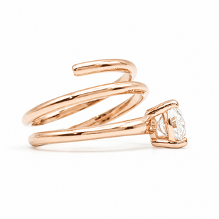 Oval Brilliant Spiral Solitaire Ring – Lab Grown Diamond – 14K/18K Rose Gold