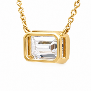 Emerald Cut – Lab Grown Diamond – 14K/18K Yellow Gold – Solitaire Necklace