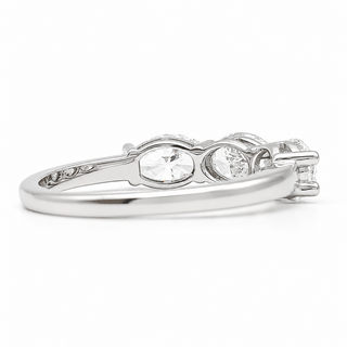 Oval Brilliant 3 Stone Crown Ring – Lab Grown Diamond – 14K/18K White Gold