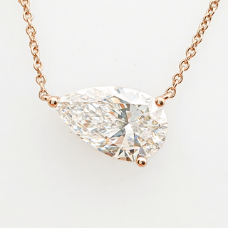 Pear Shape – Lab Grown Diamond – 14K/18K Rose Gold – Solitaire Necklace