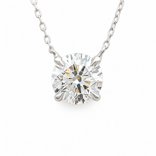 Round Brilliant – Lab Grown Diamond – 14K/18K White Gold – Solitaire Necklace