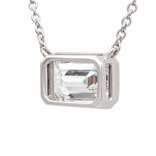 Emerald Cut – Lab Grown Diamond – 14K/18K White Gold – Solitaire Necklace