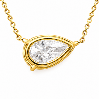 Pear Shape – Lab Grown Diamond – 14K/18K Yellow Gold – Solitaire Necklace