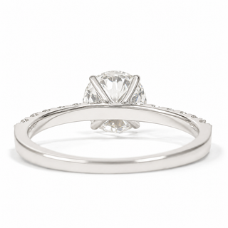 Round Brilliant Pavé Ring – Lab Grown Diamond – 14K/18K White Gold – 12 Side Stones