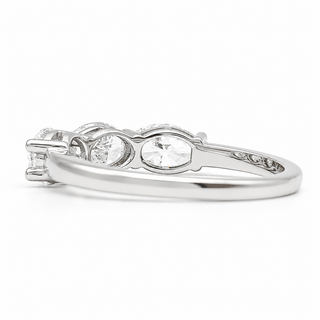 Oval Brilliant 3 Stone Crown Ring – Lab Grown Diamond – 14K/18K White Gold