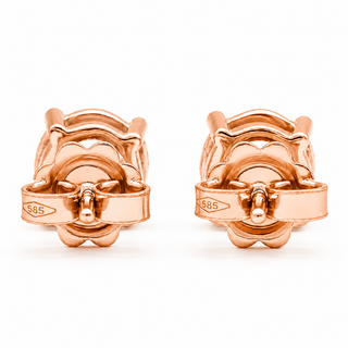 Round Brilliant Earrings – Lab Grown Diamonds – 14K/18K Rose Gold – Basket Stud Earrings