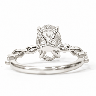 Oval Brilliant with Marquise Band and Hidden Halo Ring – Lab-Grown Diamond – 14K/18K Gold – 20 Side Stones