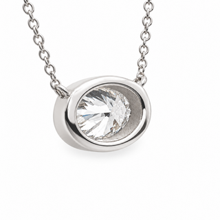 Oval Brilliant – Lab Grown Diamond – 14K Gold – Solitaire Necklace Bezel Setting