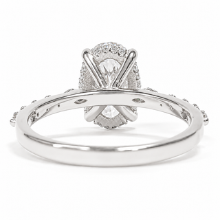 Oval Brilliant with Pavé Marquise Band – Lab-Grown Diamond – 14K/18K White Gold – 30 Side Stones