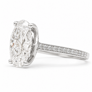 Oval Brilliant Split Pavé Ring – Lab Grown Diamond – 14K/18K White Gold – 36 Side Stones