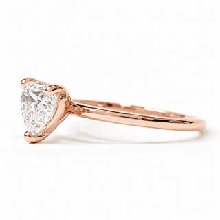 Heart Brilliant Solitaire Ring – Lab-Grown Diamond – 14K/18K Rose Gold