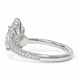 Pear Shape Three Row Pavé Ring with Hidden Halo – Lab Grown Diamond – 14K/18K White Gold – 133 Side Stones
