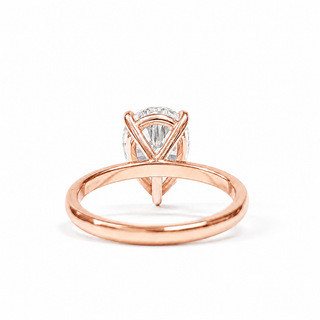 Pear Shape Solitaire Ring – Lab-Grown Diamond – 14K/18K Rose Gold