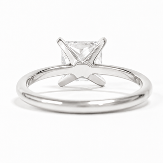 Princess Cut Pavé Ring – Lab Grown Diamond – 14K/18K White Gold – 14 Side Stones