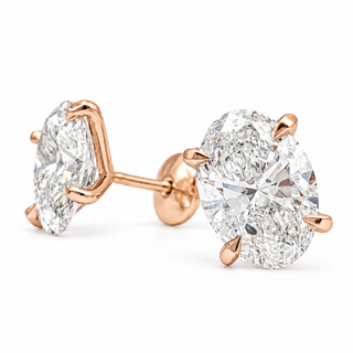 Oval Brilliant Earrings – Lab Grown Diamonds – 14K Gold – Alpha Spring Stopper