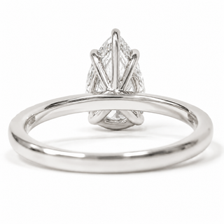 Pear Shape Pavé Ring with Hidden Halo – Lab Grown Diamond – 14K/18K White Gold – 32 Side Stones