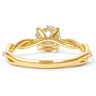 Round Brilliant Pavé Ring – Lab Grown Diamond – 14K/18K Yellow Gold – 28 Side Stones