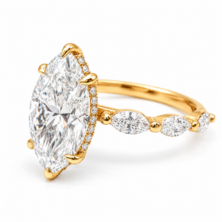 Marquise Brilliant with Marquise Band and Hidden Halo Ring – Lab-Grown Diamond – 14K/18K Gold – 26 Side Stones