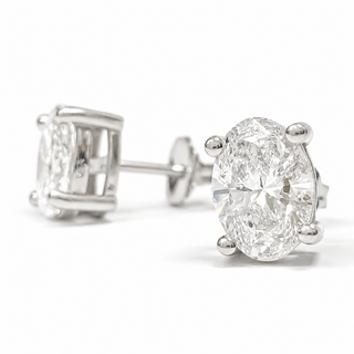 Oval Brilliant Earrings – Lab Grown Diamonds – 14K/18K White Gold – Stud Earrings