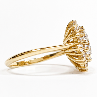 Round Brilliant Diana Ring – Lab Grown Diamond – 14K/18K Yellow Gold – 14 Side Stones