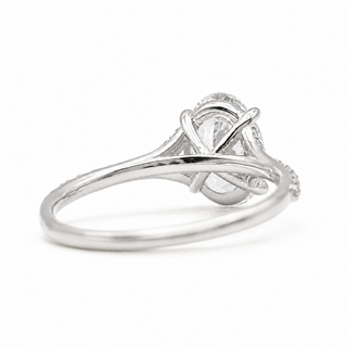 Oval Brilliant Split Pavé Ring – Lab Grown Diamond – 14K/18K White Gold – 24 Side Stones