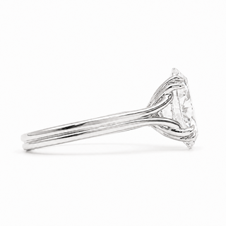 Oval Brilliant Split Band Solitaire Ring – Lab Grown Diamond – 14K/18K White Gold - 1 Side Stone