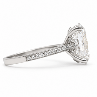 Oval Brilliant Split Pavé Ring – Lab Grown Diamond – 14K/18K White Gold – 36 Side Stones