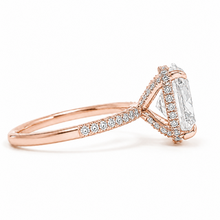 Oval Brilliant Pavé and Hidden Halo Ring – Lab Grown Diamond – 14K/18K Rose Gold – 52 Side Stones