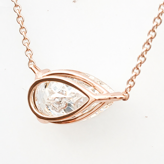 Pear Shape – Lab Grown Diamond – 14K/18K Rose Gold – Solitaire Necklace