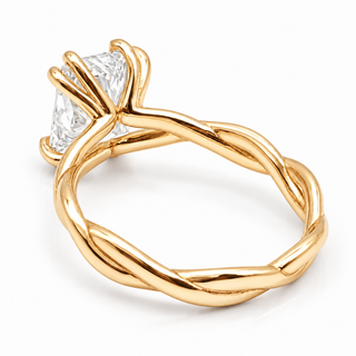 Radiant Cut Split Spiral Band Solitaire Ring – Lab Grown Diamond – 14K/18K Gold
