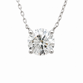 Round Brilliant – Lab Grown Diamond – 14K/18K White Gold – Solitaire Necklace