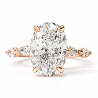 Oval Brilliant with Marquise Band and Hidden Halo Ring – Lab-Grown Diamond – 14K/18K Gold – 20 Side Stones