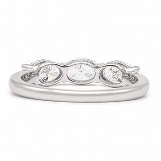 Oval Brilliant 3 Stone Crown Ring – Lab Grown Diamond – 14K/18K White Gold