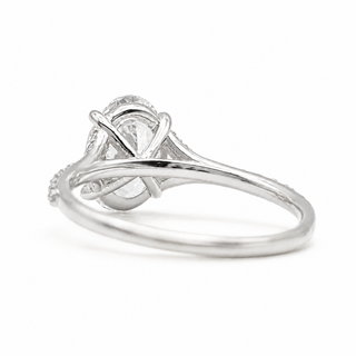 Oval Brilliant Split Pavé Ring – Lab Grown Diamond – 14K/18K White Gold – 24 Side Stones