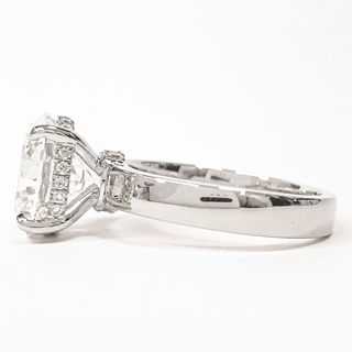 Round Brilliant Hidden Halo Solitaire Ring – Lab Grown Diamond – 14K/18K White Gold – 24 Side Stones
