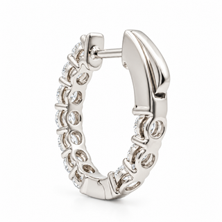 Round Brilliant Hoop Earrings – Lab Grown Diamonds – 14K/18K Gold - 15m"m