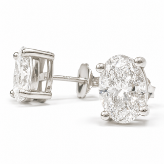 Oval Brilliant Earrings – Lab Grown Diamonds – 14K/18K White Gold – Stud Earrings