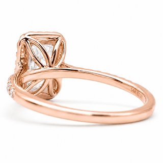 Emerald Cut with Pavé Band and Halo – Lab-Grown Diamond – 14K/18K Rose Gold – 40 Side Stones