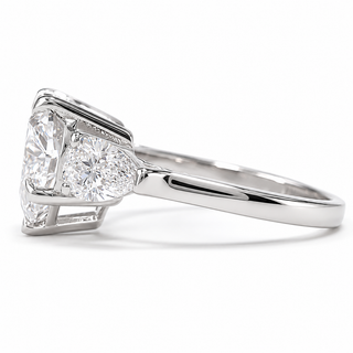 Heart Brilliant 3 Stone Ring – Lab Grown Diamond – 14K/18K White Gold – 2 Side Stones