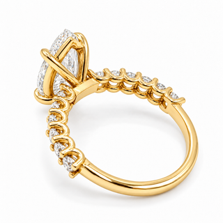 Marquise Brilliant Pavé Ring – Lab Grown Diamond – 14K/18K Gold – 12 Side Stones