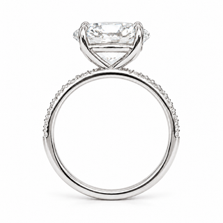 Oval Brilliant Pavé Ring – Lab Grown Diamond – 14K/18K White Gold – 20 Side Stones