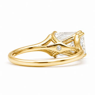 Emerald Cut Split Solitaire Ring – Lab-Grown Diamond – 14K/18K Yellow Gold
