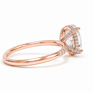 Oval Brilliant Pavé and Hidden Halo Ring – Lab Grown Diamond – 14K/18K Rose Gold – 52 Side Stones