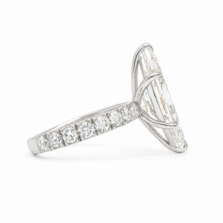 Marquise Brilliant Pavé Ring – Lab Grown Diamond – 14K/18K White Gold – 16 Side Stones