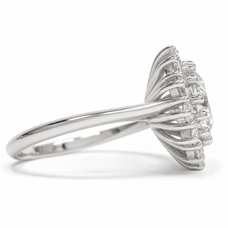 Round Brilliant Diana Ring – Lab Grown Diamond – 14K/18K White Gold – 14 Side Stones