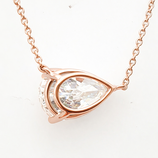 Pear Shape – Lab Grown Diamond – 14K/18K Rose Gold – Solitaire Necklace