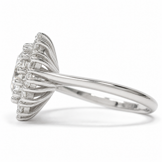 Round Brilliant Diana Ring – Lab Grown Diamond – 14K/18K White Gold – 14 Side Stones