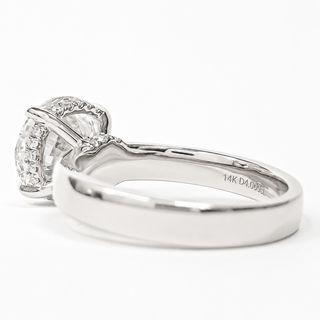 Round Brilliant Hidden Halo Solitaire Ring – Lab Grown Diamond – 14K/18K White Gold – 24 Side Stones