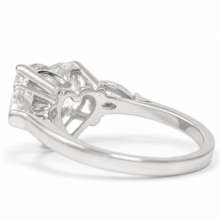 Heart Brilliant 3 Stone Ring – Lab Grown Diamond – 14K/18K White Gold – 2 Side Stones